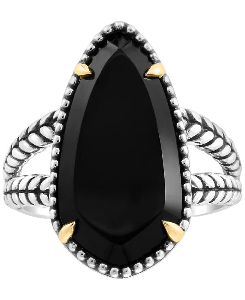 Effy Onyx Elongated Teardrop Statement Ring in Sterling Silver & 18k Gold
