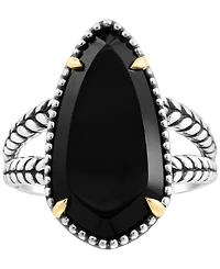 Effy Onyx Elongated Teardrop Statement Ring in Sterling Silver & 18k Gold