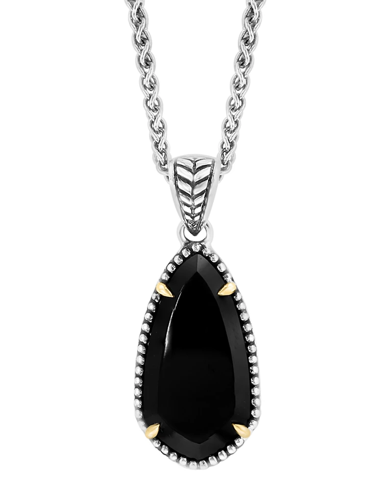 Effy Onyx Elongated Teardrop 18" Pendant Necklace in Sterling Silver & 18k Gold