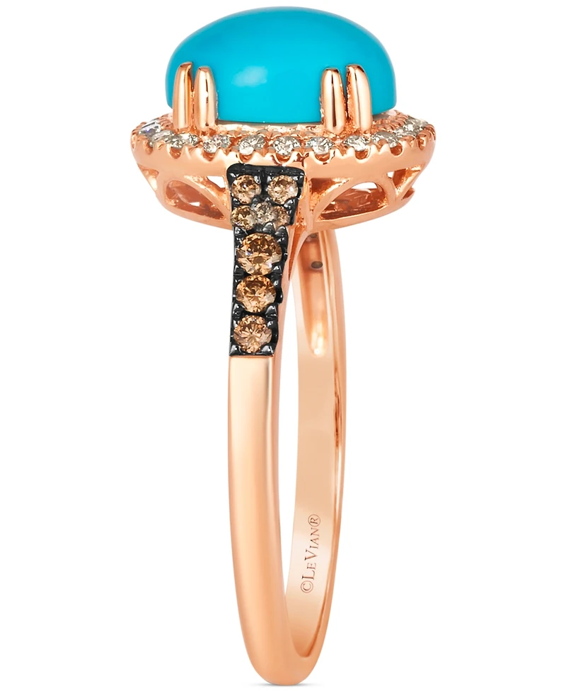 Le Vian Robins Egg Blue Turquoise (2 ct. t.w.) and Diamond (1/3 Halo Ring 14k Rose Gold
