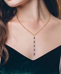Sapphire (1-1/4 ct. t.w.) & Diamond (1/4 ct. t.w.) Lariat Necklace in 14k Gold, 16-1/2" + 1" extender