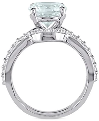 Aquamarine (1-5/8 ct. t.w.) & Lab-Grown White Sapphire (3/8 Bridal Set 10k Gold