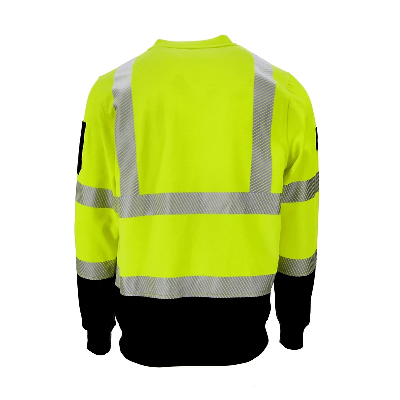 RefrigiWear Men's HiVis Crewneck Sweatshirt with Reflective Tape - High Visibility Safety Pullover