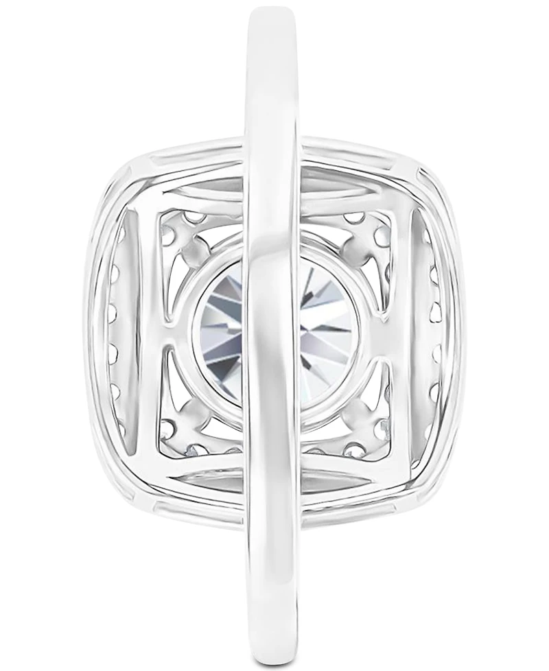 Amethyst (1-1/5 ct. t.w.) & Lab-Grown White Sapphire (1/2 Square Halo Birthstone Ring Sterling Silver (Also Additional Birthstones)