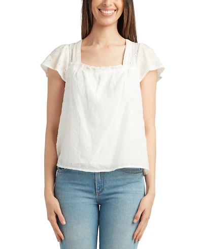 Bcx Juniors' Eyelet Square-Neck Top