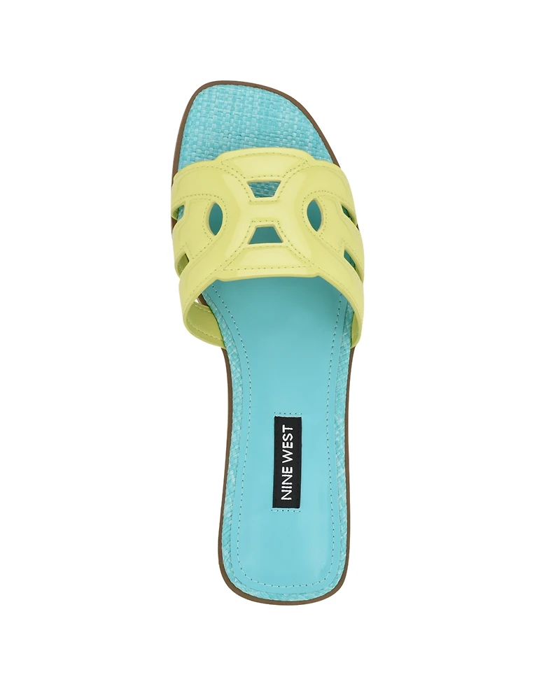 Nine West Women's Geena Cutout Flat Slip-On Sandals