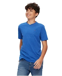 Tommy Hilfiger Big Boys' Solid Embroidered Logo V-Neck Tee