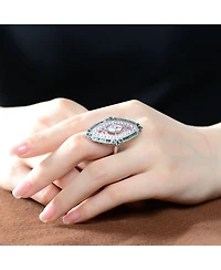 Sterling Silver with White Gold Plated Baguette Cubic Zirconia Cocktail Ring