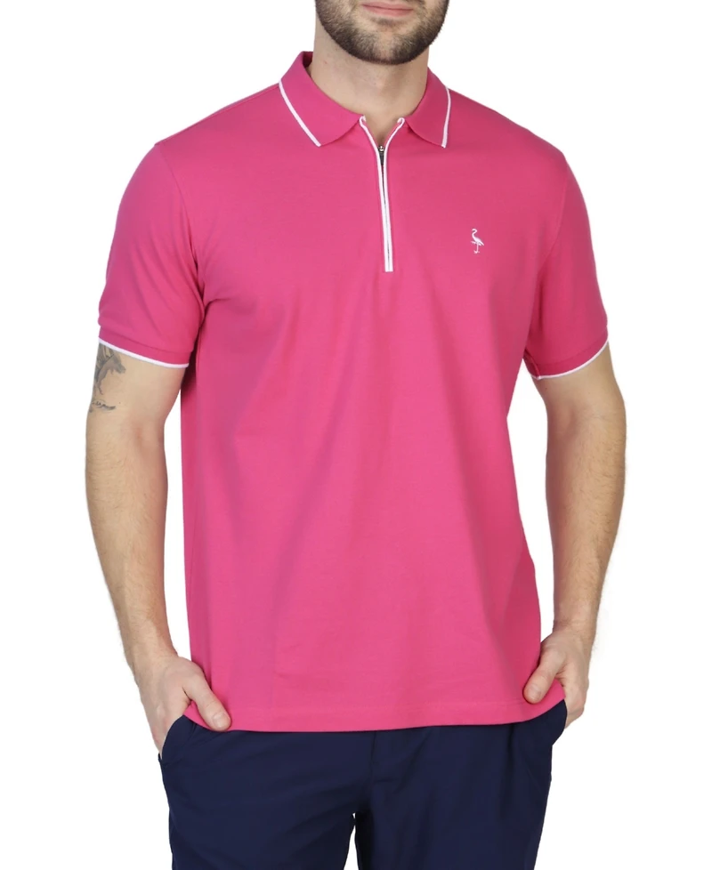 Tailorbyrd Men's Pique Zipper Polo Shirt with Tipping