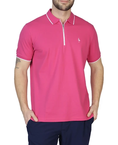 Tailorbyrd Men's Pique Zipper Polo Shirt with Tipping
