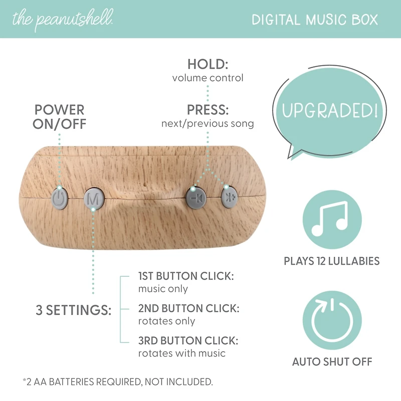The Peanutshell Wildflower Baby Musical Wooden Crib Mobile