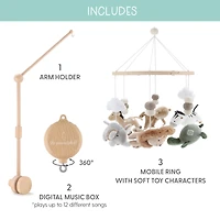 The Peanutshell Safari Serenity Baby Musical Wooden Crib Mobile