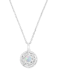 Amethyst (1-1/5 ct. t.w.) & Lab-Grown White Sapphire (3/8 Halo Birthstone Pendant Necklace Sterling Silver, 16" + 2" extender (Also Ad