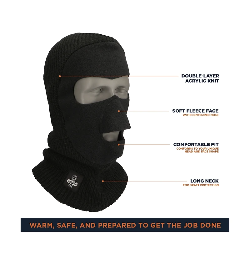 RefrigiWear Men's Balaclava - Insulated Face Mask for Extreme Cold Weather Protection