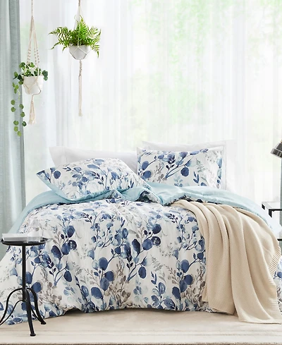 510 Design Gabby Reversible Floral Botanical Seersucker 3-Pc. Comforter Set, King/California King
