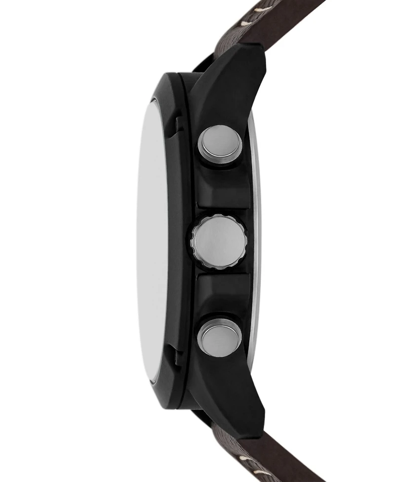 Folio Men's Three Hand Brown Polyurethane Watch 48mm Gift Set