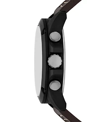 Folio Men's Three Hand Brown Polyurethane Watch 48mm Gift Set