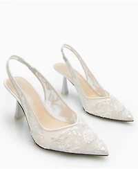 Betsey Johnson Women's Nikki Embroidered Slingback Evening Pumps