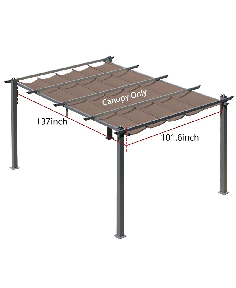 Aoodor Universal Pergola Canopy Replacement Retractable Rectangle Shade Fabric, for 13 x 10ft Pergola