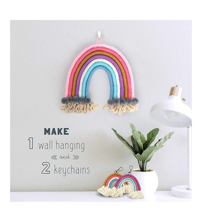 Diy Rainbow Yarn Bedroom Decor (Nursery Decor) makes one wall hanging rainbow & two keychains. Perfect kids crafts for girls age 8 13 years & gifts fo