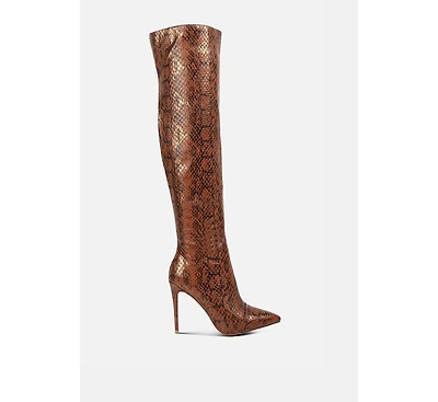 Women's Catalina Snake Print Stiletto Knee Boots
