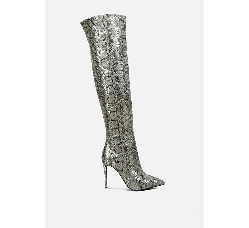 Women's Catalina Snake Print Stiletto Knee Boots