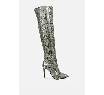 Women's Catalina Snake Print Stiletto Knee Boots