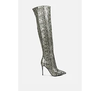 Women's Catalina Snake Print Stiletto Knee Boots