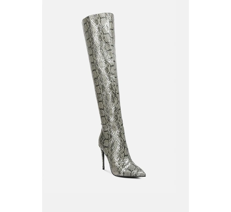 Women's Catalina Snake Print Stiletto Knee Boots