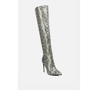 Women's Catalina Snake Print Stiletto Knee Boots
