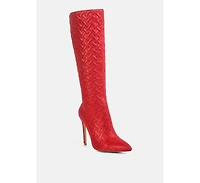 Tinkles Embossed High Heeled Calf Boots