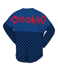 Women's Fanatics Royal Chicago Cubs Checker Print Long Sleeve T-shirt