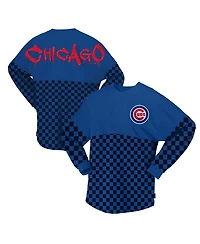 Women's Fanatics Royal Chicago Cubs Checker Print Long Sleeve T-shirt