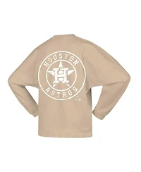 Women's Fanatics Tan Houston Astros Branded Fleece Pullover Sweatshirt