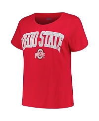 Women's Profile Scarlet Ohio State Buckeyes Plus Arch Over Logo Scoop Neck T-shirt