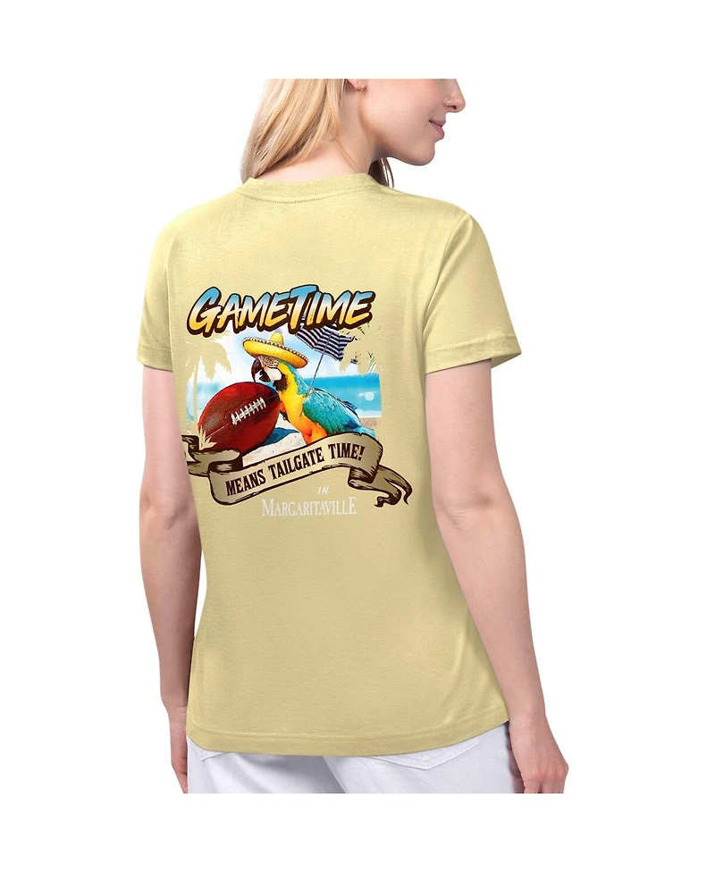 Women's Margaritaville Gold Pittsburgh Steelers Game Time V-Neck T-shirt