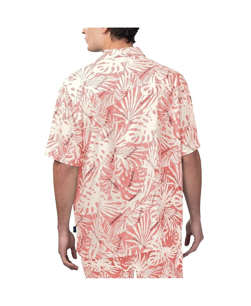 Men's Margaritaville Tan San Francisco 49ers Sand Washed Monstera Print Party Button-Up Shirt