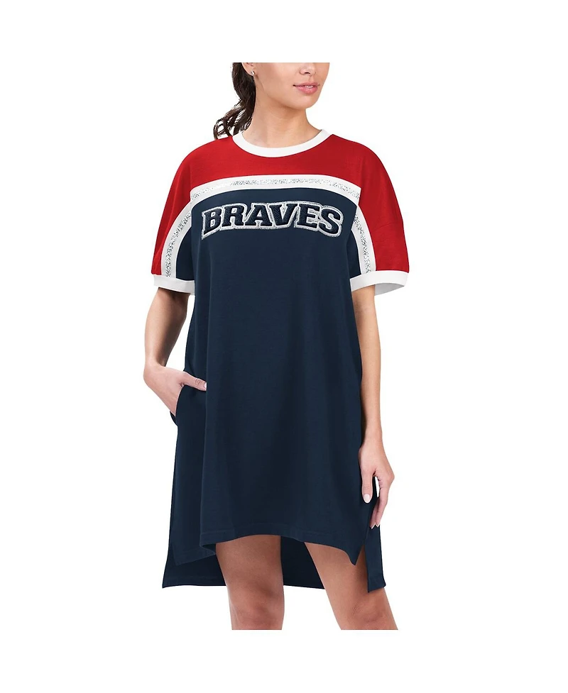 Women's G-iii 4Her by Carl Banks Navy, Red Atlanta Braves Circus Catch Sneaker Dress