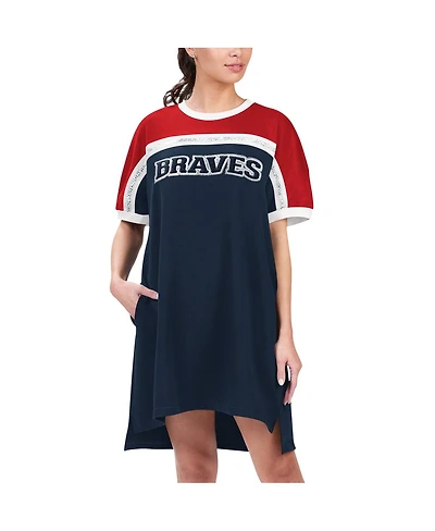 Women's G-iii 4Her by Carl Banks Navy, Red Atlanta Braves Circus Catch Sneaker Dress