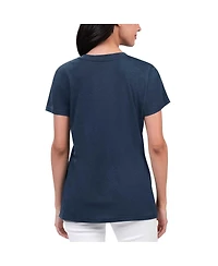 Women's G-iii 4Her by Carl Banks Navy Distressed Tampa Bay Rays Key Move V-Neck T-shirt