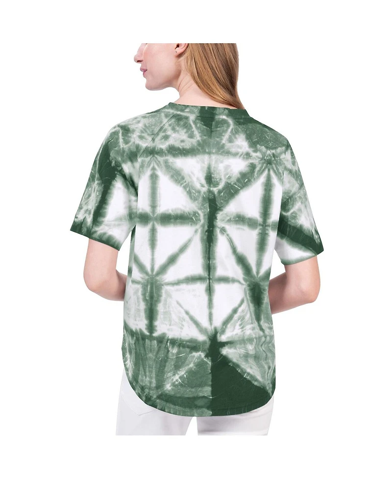 Women's G-iii 4Her by Carl Banks Kelly Green Boston Celtics Tournament Raglan Oversized Tie-Dye V-Neck T-shirt