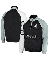 Men's Starter Black, White Chicago Sox Elite Raglan Half-Zip Jacket
