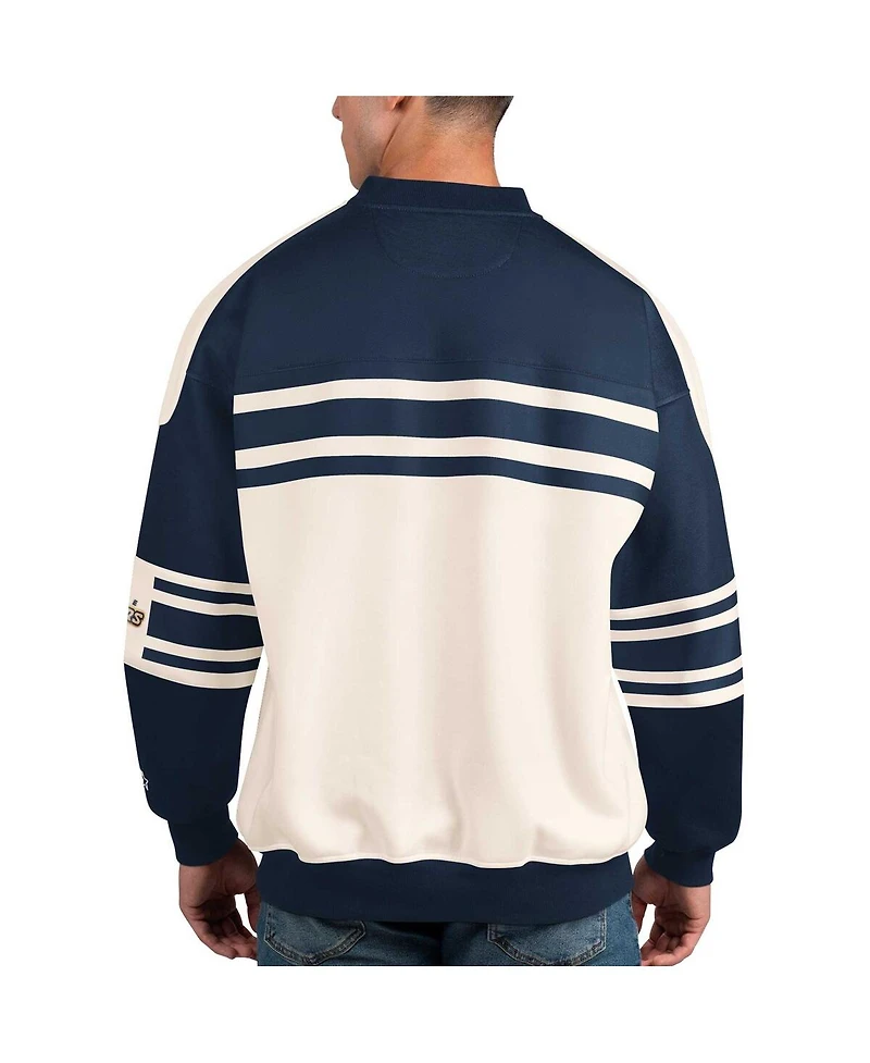 Men's Starter White Nashville Predators Defense Fleece Crewneck Pullover Sweatshirt