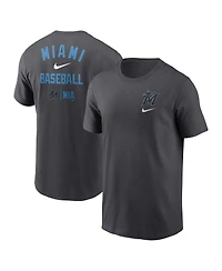 Men's Nike Charcoal Miami Marlins Logo Sketch Bar T-shirt
