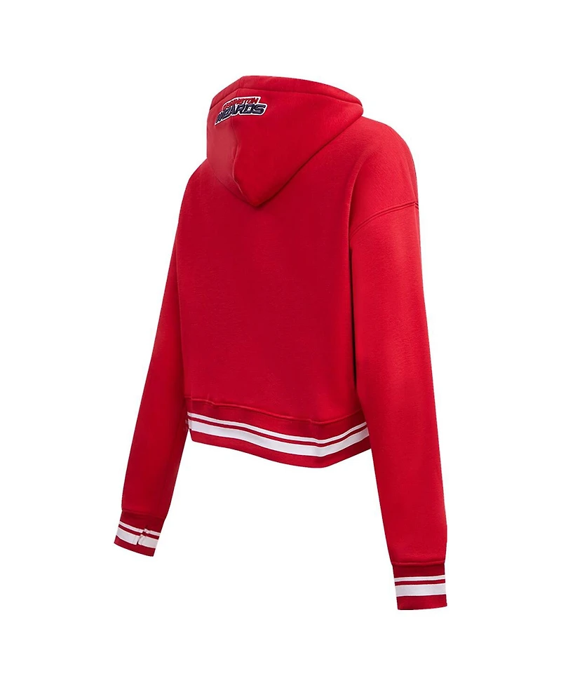 Women's Pro Standard Red Washington Wizards Script Tail Cropped Pullover Hoodie