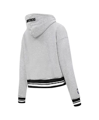 Women's Pro Standard Heather Gray Dallas Mavericks Script Tail Cropped Pullover Hoodie