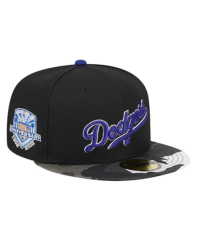 Men's New Era Black Los Angeles Dodgers Metallic Camo 59FIFTY Fitted Hat