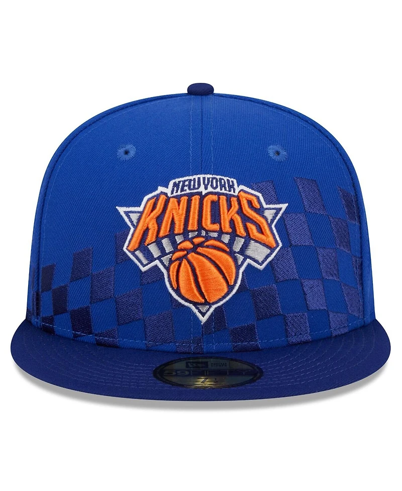 Men's New Era Blue York Knicks 2024 Nba All-Star Game Rally Drive Checkerboard 59FIFTY Crown Fitted Hat