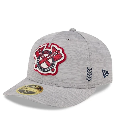 Men's New Era Gray Atlanta Braves 2024 Clubhouse Low Profile 59FIFTY Fitted Hat