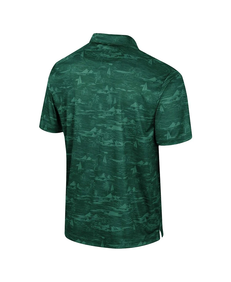 Men's Colosseum Green Baylor Bears Daly Print Polo Shirt